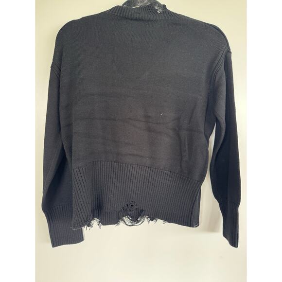 525 America Born in BKLYN Distressed Mock Neck Sweater – Size S – Black NWT - Picture 10 of 11